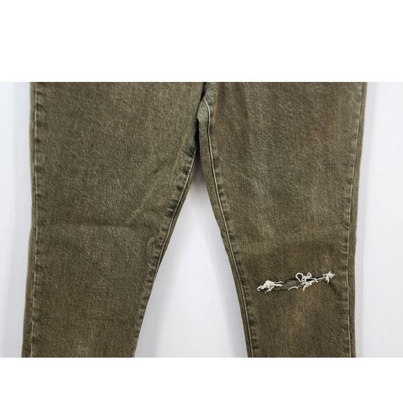 NWOT We The Free 1073492 Green Button Fly Stella Skinny Destroyed Jeans Size 26 - Picture 6 of 9